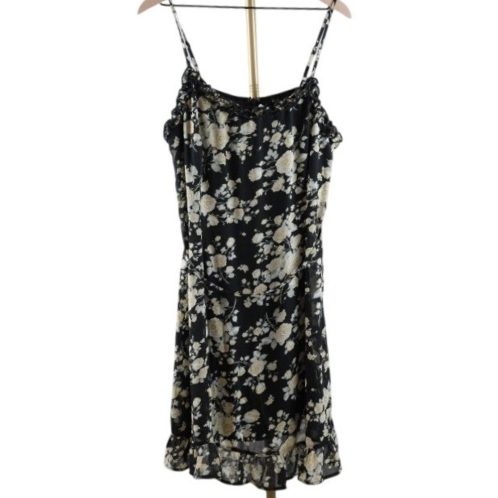 Zenobia Black Floral Ruffle Slip Dress Plus Size 2XL NWT Cream Rose Print